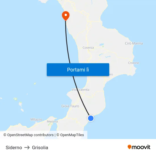 Siderno to Grisolia map