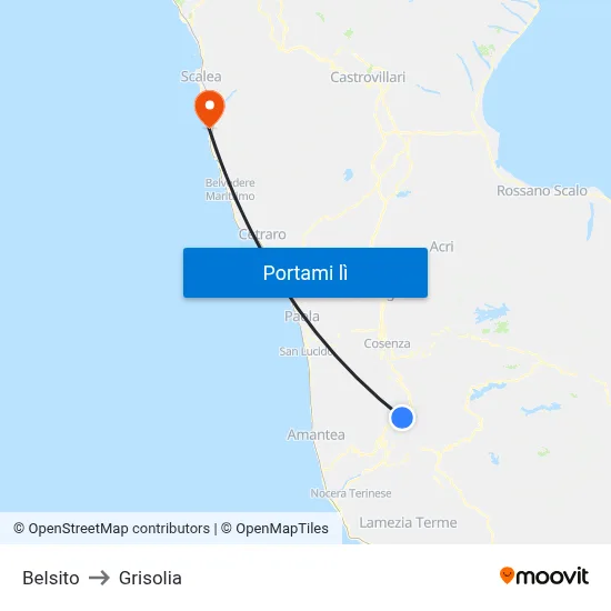 Belsito to Grisolia map