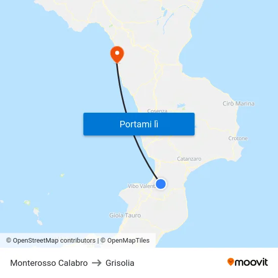 Monterosso Calabro to Grisolia map