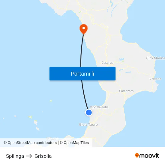 Spilinga to Grisolia map