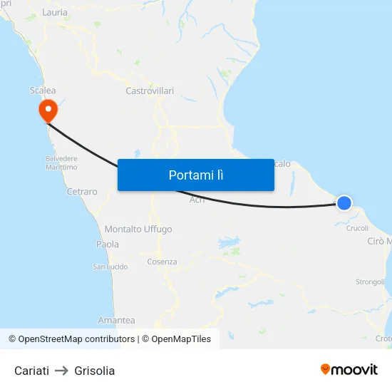 Cariati to Grisolia map