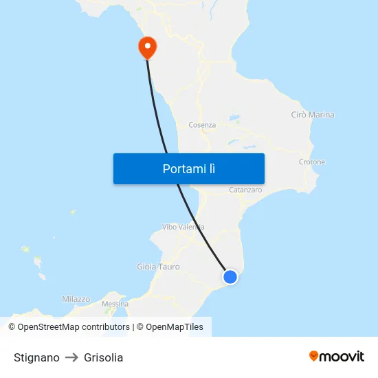 Stignano to Grisolia map