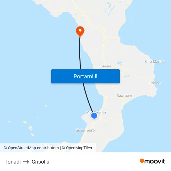 Ionadi to Grisolia map
