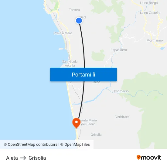 Aieta to Grisolia map