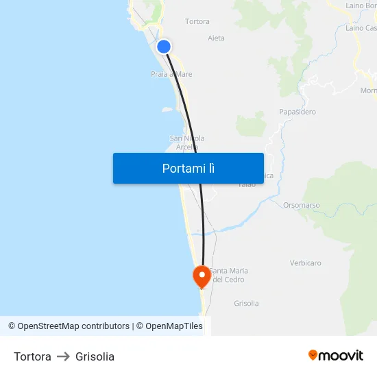 Tortora to Grisolia map