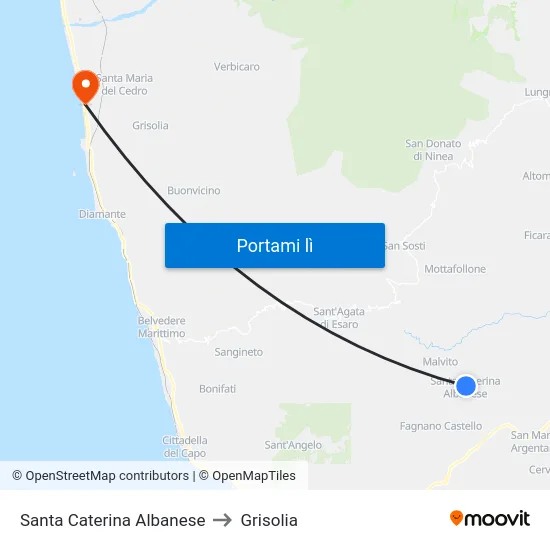 Santa Caterina Albanese to Grisolia map