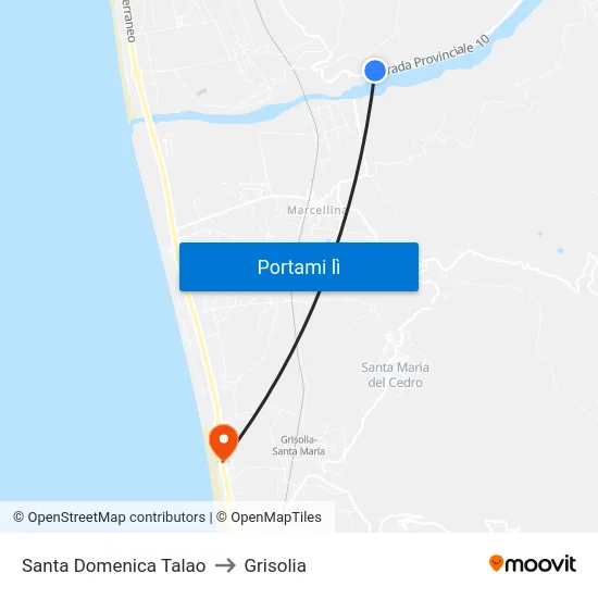 Santa Domenica Talao to Grisolia map