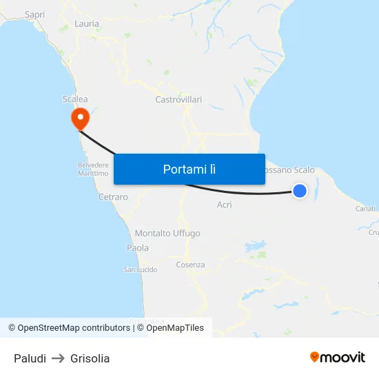 Paludi to Grisolia map