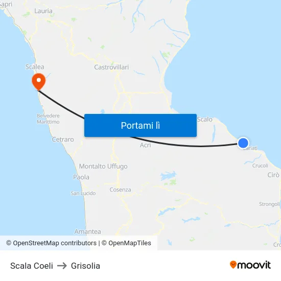 Scala Coeli to Grisolia map