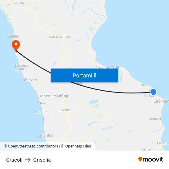 Crucoli to Grisolia map