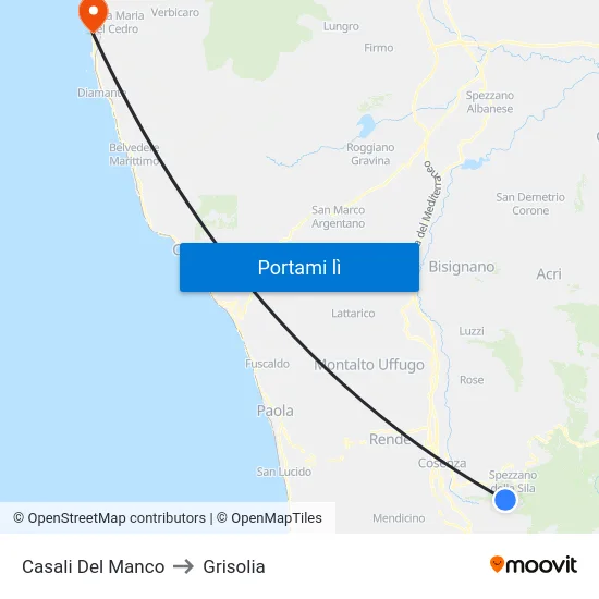 Casali Del Manco to Grisolia map