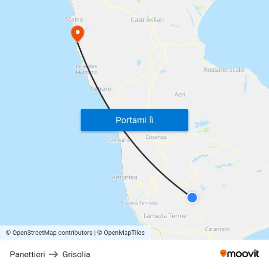 Panettieri to Grisolia map