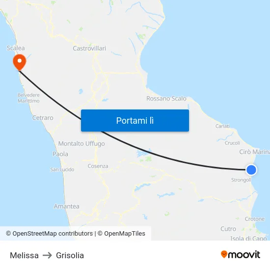 Melissa to Grisolia map