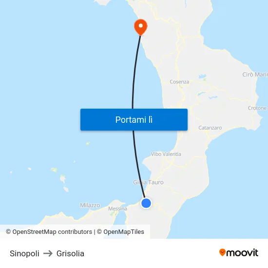 Sinopoli to Grisolia map