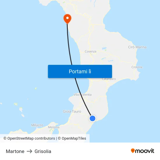 Martone to Grisolia map