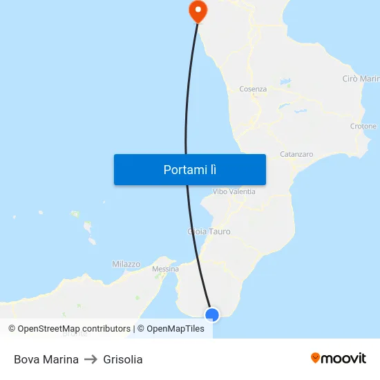 Bova Marina to Grisolia map