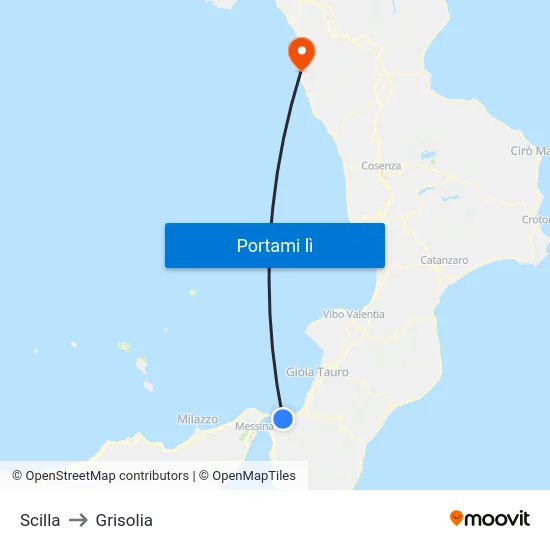 Scilla to Grisolia map