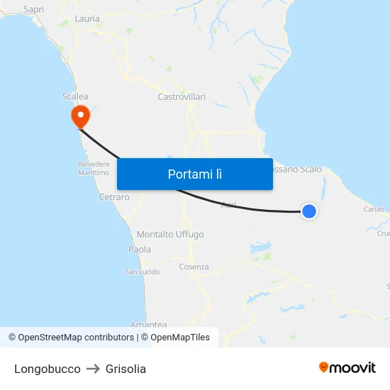 Longobucco to Grisolia map