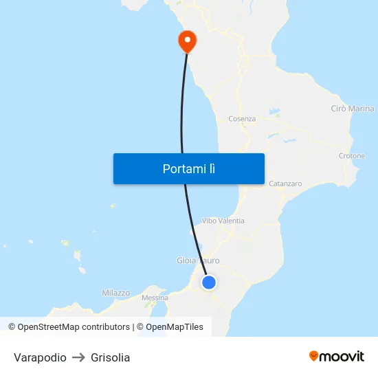 Varapodio to Grisolia map