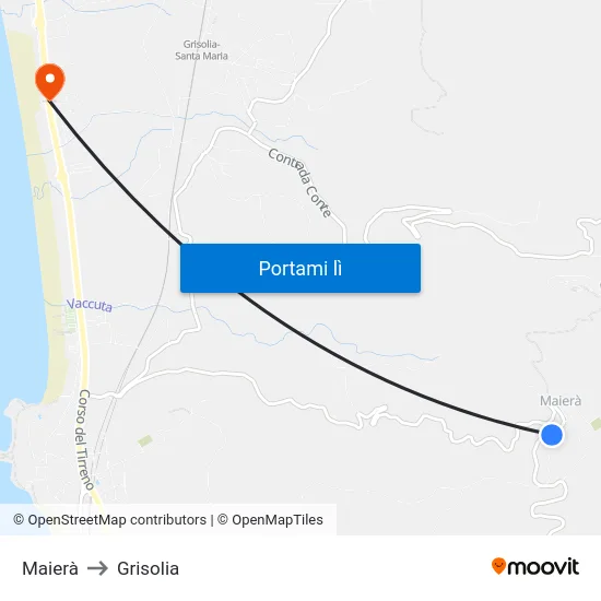 Maierà to Grisolia map