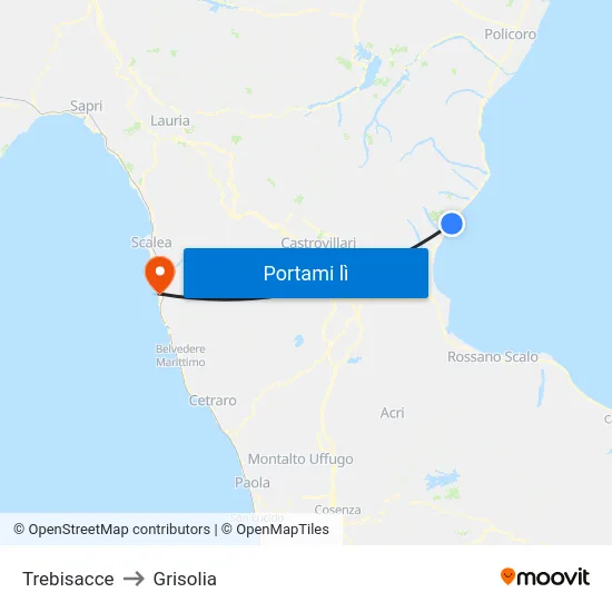 Trebisacce to Grisolia map