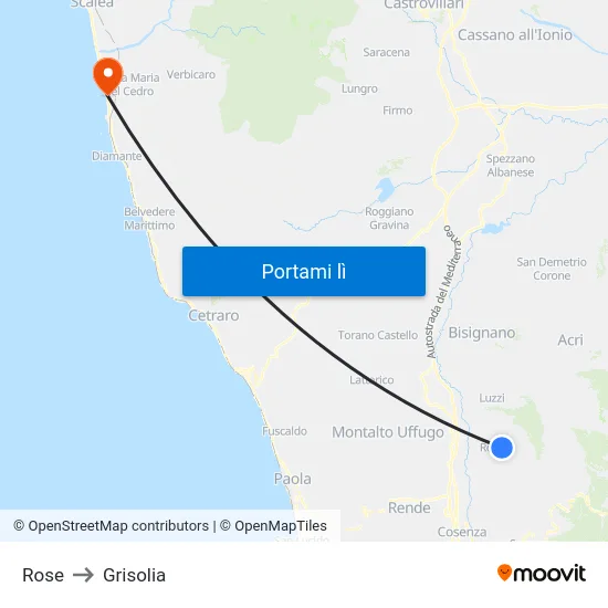 Rose to Grisolia map