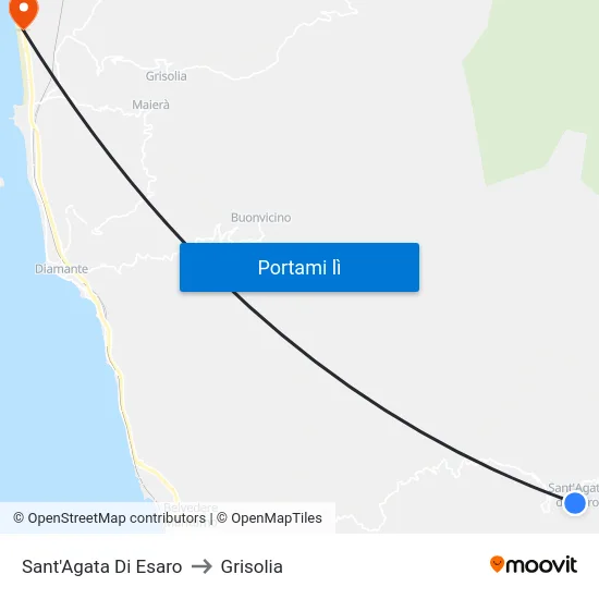 Sant'Agata Di Esaro to Grisolia map