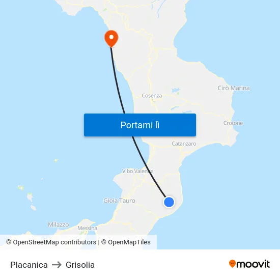 Placanica to Grisolia map