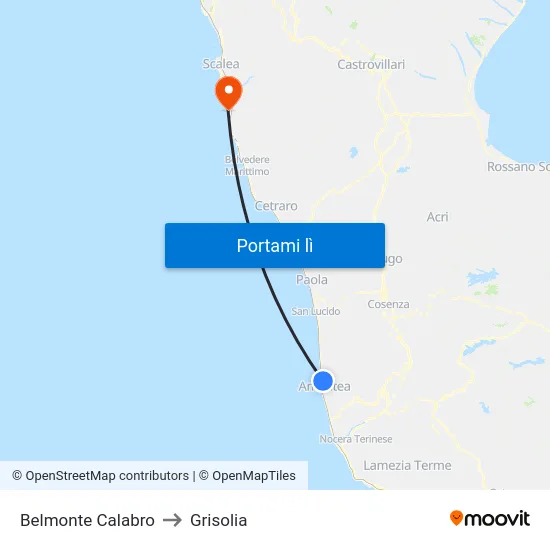 Belmonte Calabro to Grisolia map