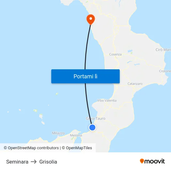 Seminara to Grisolia map