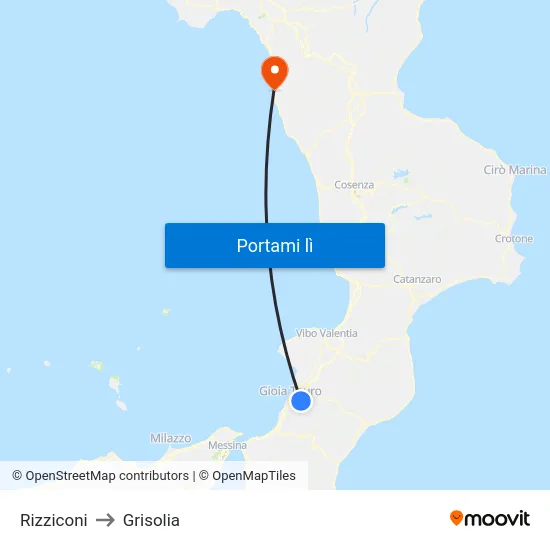 Rizziconi to Grisolia map