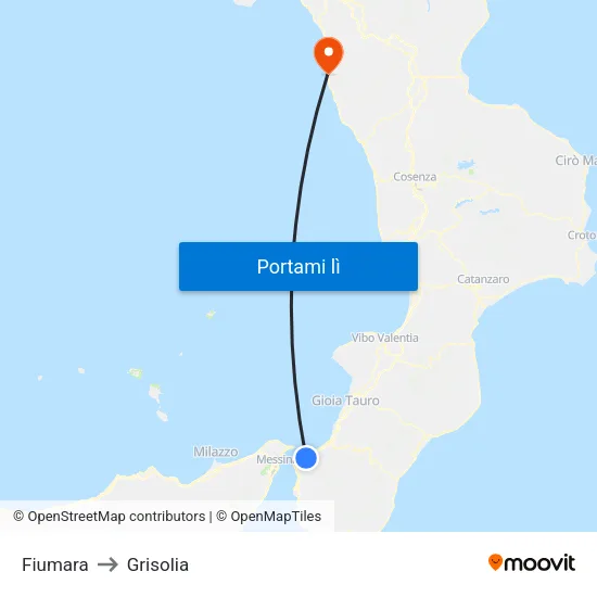 Fiumara to Grisolia map