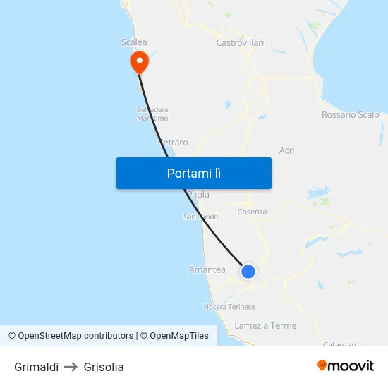 Grimaldi to Grisolia map