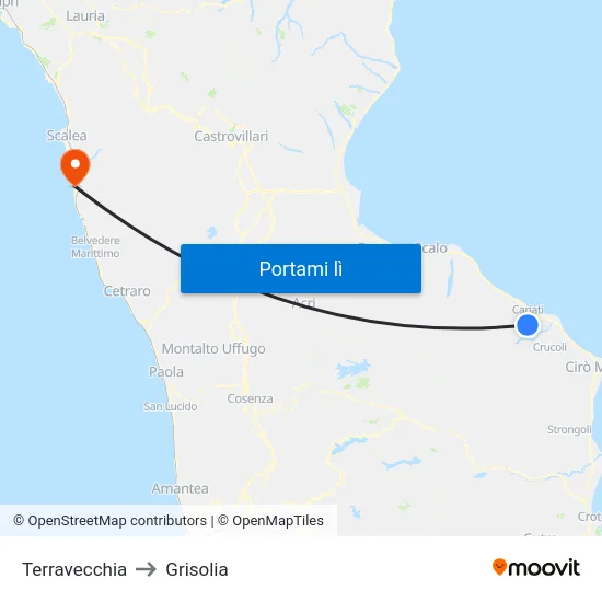 Terravecchia to Grisolia map