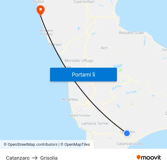 Catanzaro to Grisolia map
