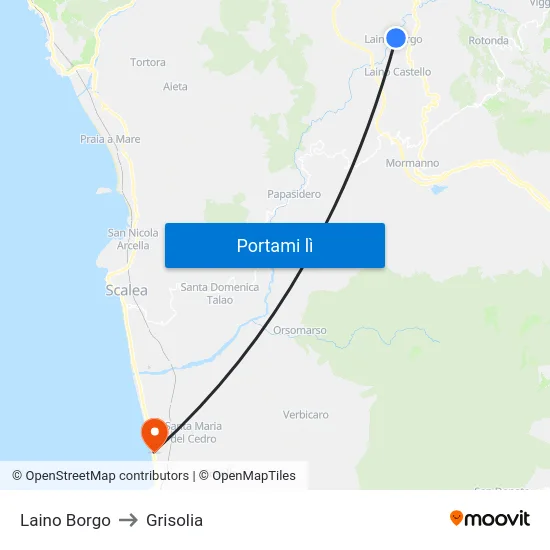 Laino Borgo to Grisolia map