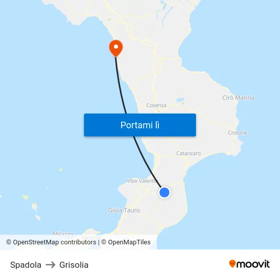 Spadola to Grisolia map