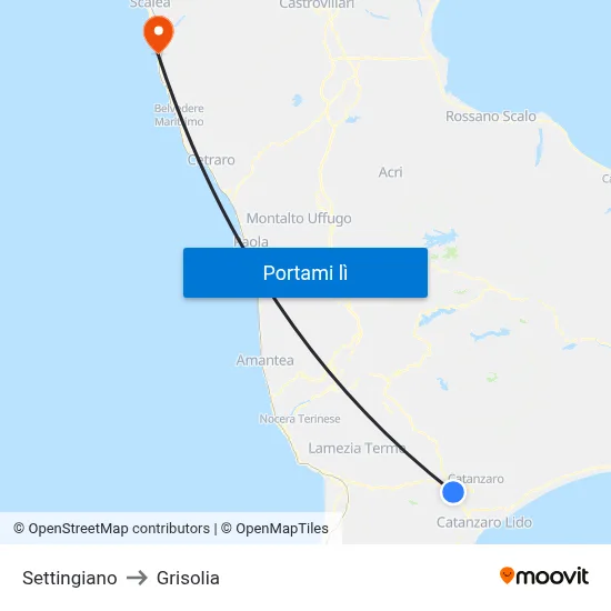 Settingiano to Grisolia map