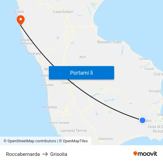Roccabernarda to Grisolia map