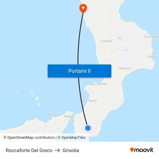 Roccaforte Del Greco to Grisolia map