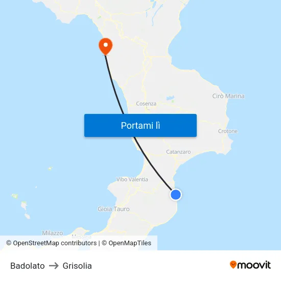 Badolato to Grisolia map