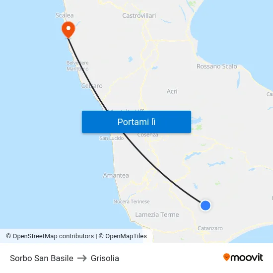 Sorbo San Basile to Grisolia map