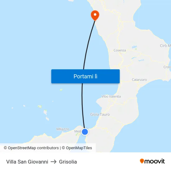 Villa San Giovanni to Grisolia map