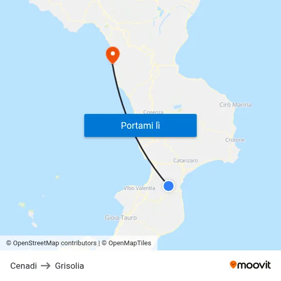 Cenadi to Grisolia map