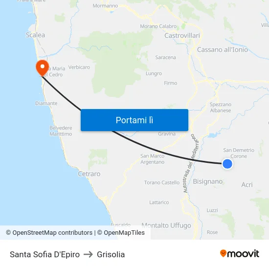 Santa Sofia D'Epiro to Grisolia map