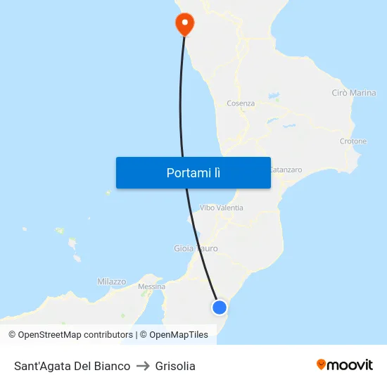Sant'Agata Del Bianco to Grisolia map