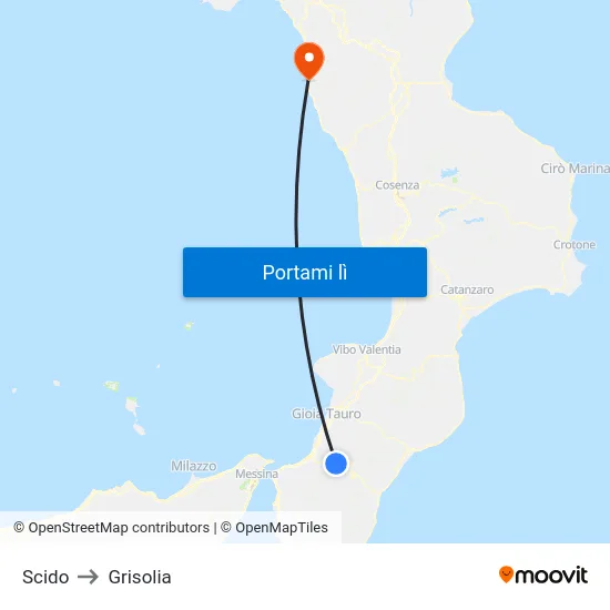 Scido to Grisolia map