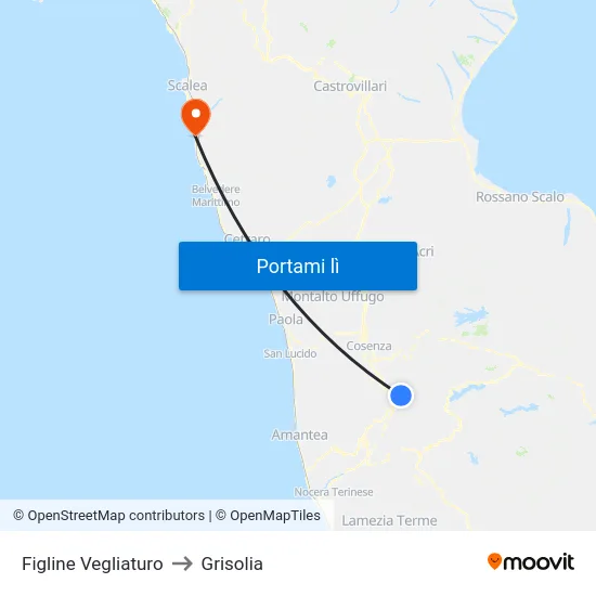 Figline Vegliaturo to Grisolia map