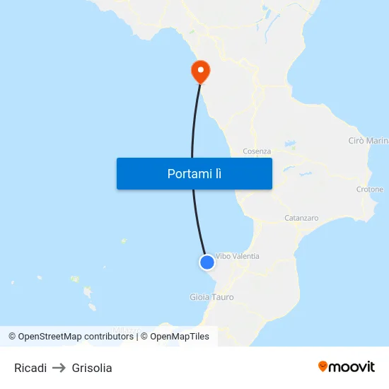 Ricadi to Grisolia map