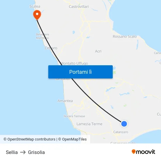 Sellia to Grisolia map